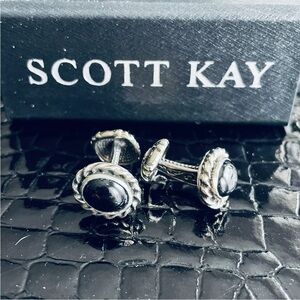 Scott Kay Oval Onyx Sterling Silver Cufflinks Cuff Links